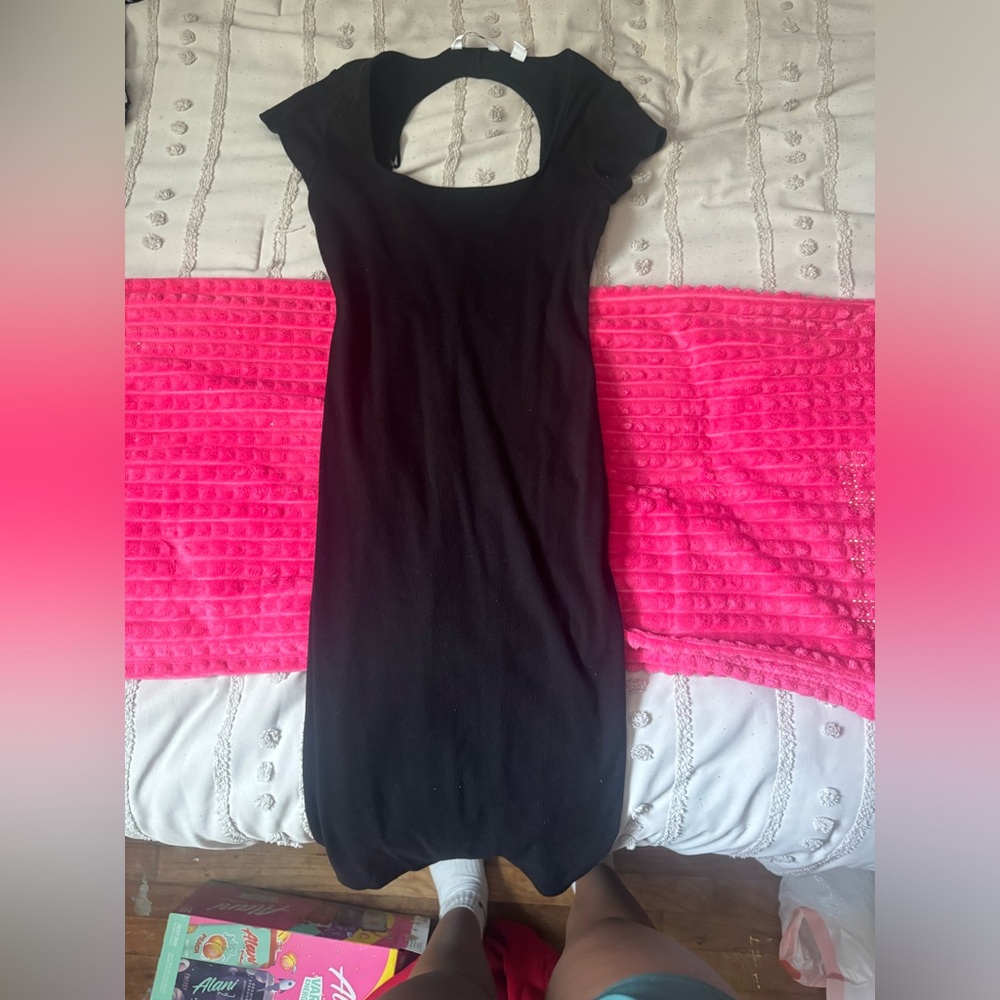 black mid length dress
